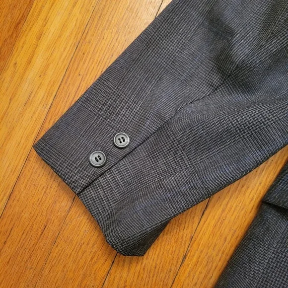 Brooks Brothers USA Golden Fleece Gray Glen Plaid Wool Jacket 46XL Blazer HOLES